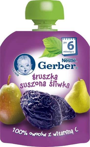 Пюре детское Gerber Груша и чернослив, 6m+, 90 гр